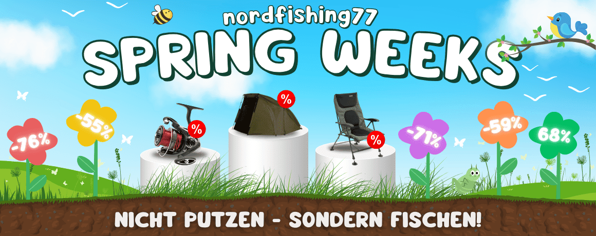 Spring Week, promotion, fishing gear, chair, garden scene