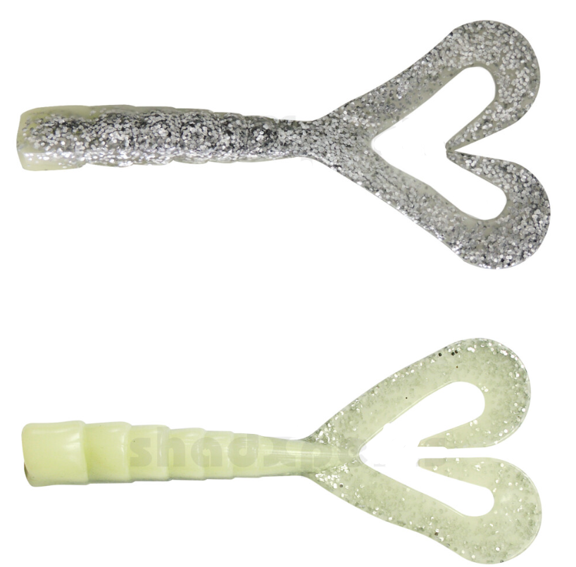 soft plastic lure, glitter, swimbait tail, dual color, fishing lure
