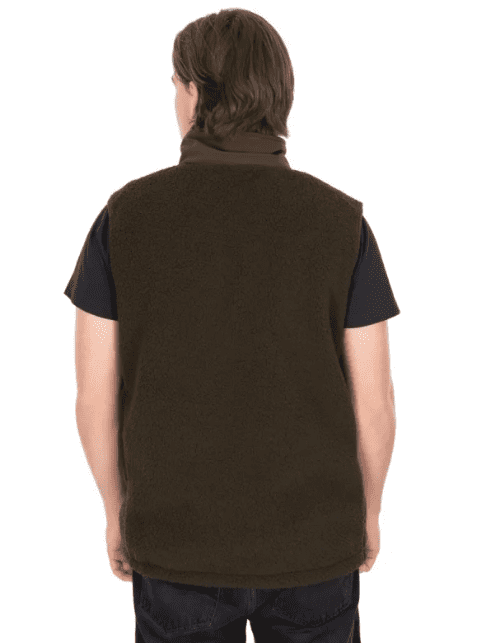 Weste, Fleece, Braun, ärmellos, Teddyfell