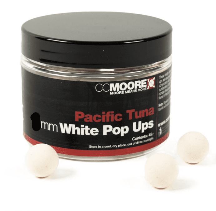 CC Moore Pacific Tuna White Pop Ups 12mm 55g Gesicht, Kopf, Person, Können, Zinn