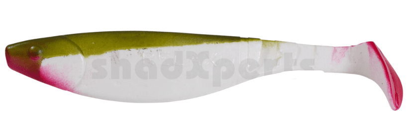 weicher Kunststoffköder, Anglerköder, Paddle-Tail, grün-pink, Ausrüstung Angeln