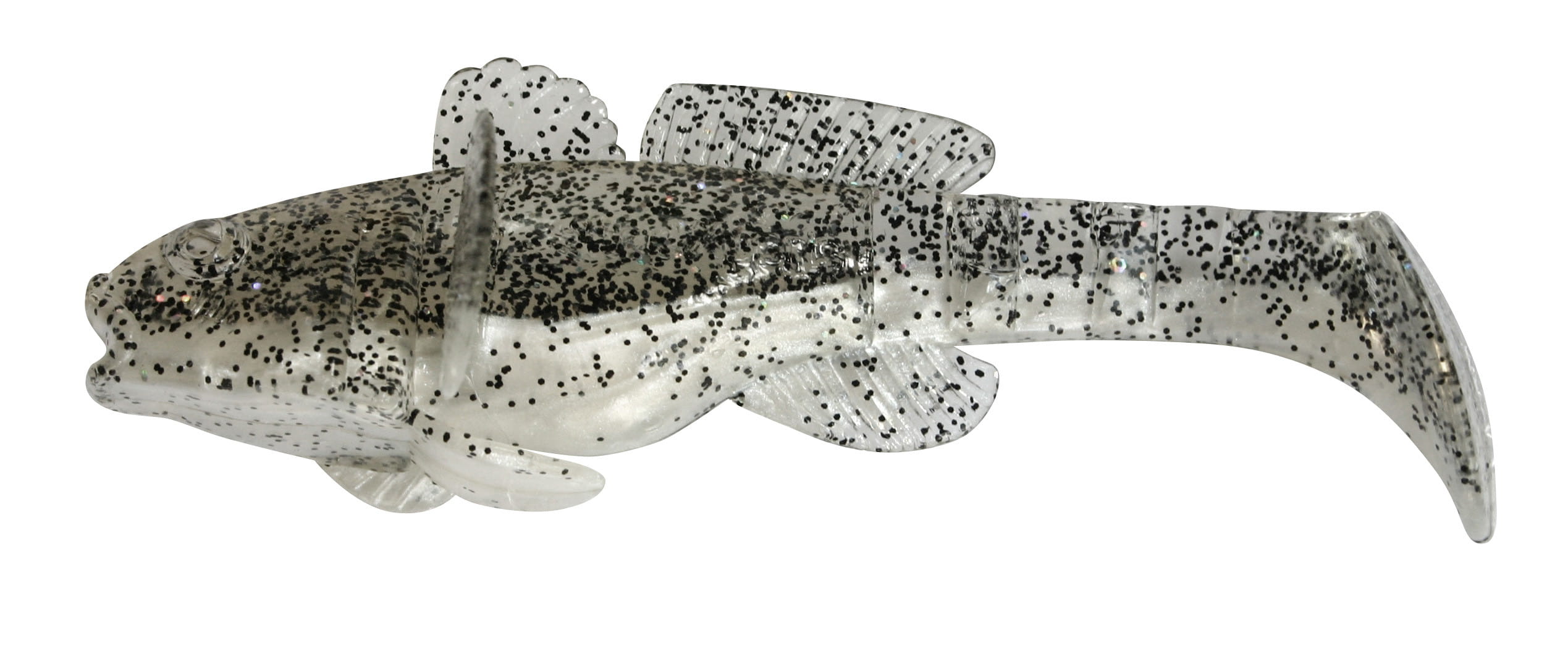 SX Bullhead 10,5cm (3,5") (Schwarzmeergrundel) Perlweiß / Klar Salt'n Pepper Glitter 10 Stück, Kunststoff-Liwe, Köderimitat, Schwarz-Weiß, Glitzer-Punkte, Fischform