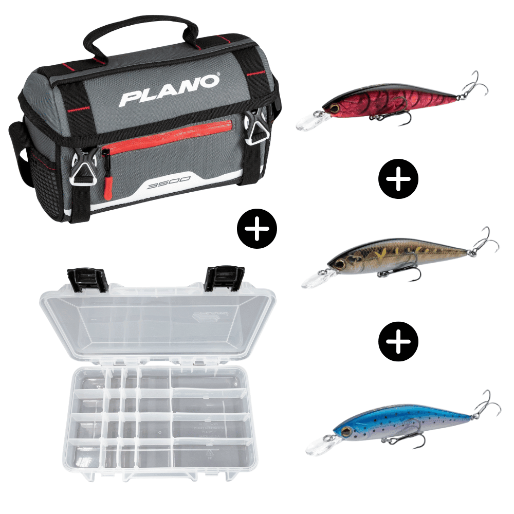 Luccio Set Plano Borsa 3600 incl. Plano Box 3650 + 3X Shimano Yasei Trigger Twitch Wobbler Erste Hilfe