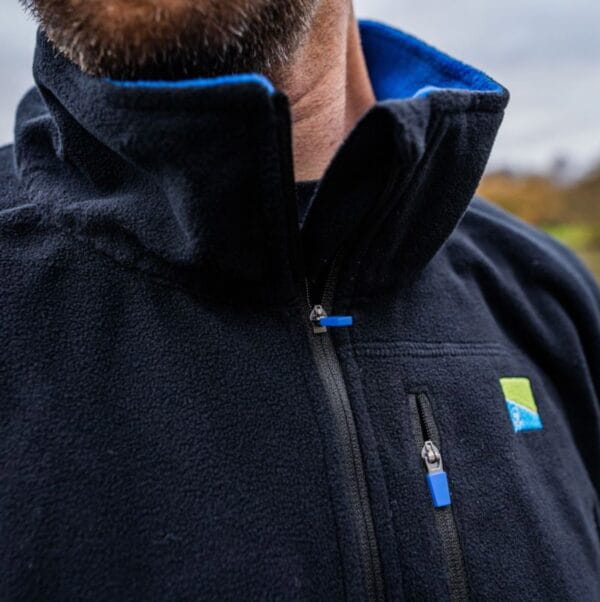 Fleece, Jacke, Reißverschluss, Blau, Kragen