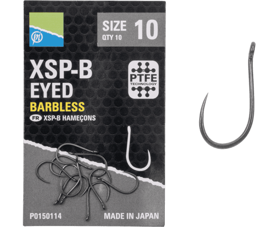 Preston XSP-B Eyed Haken Größe 10 10 Stück, haken-voer, barblesshaken, visvoer, haken-set, angler-haken