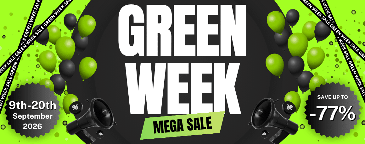 Mega-Sale, Grüne Woche, Ballons, Werbebanner, Anzeige