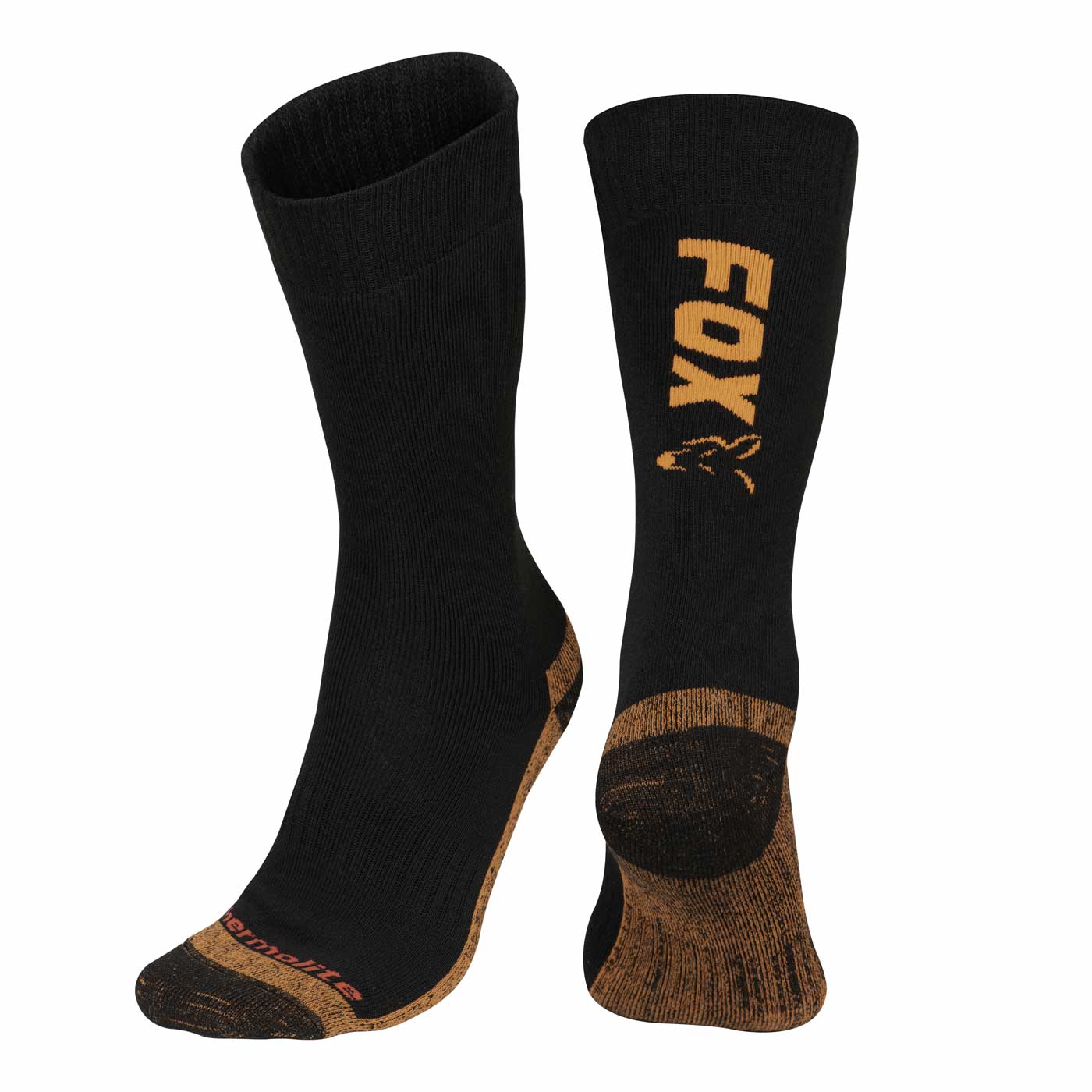 Fox Collection Black Orange Thermolite Long Sock Size 44-47