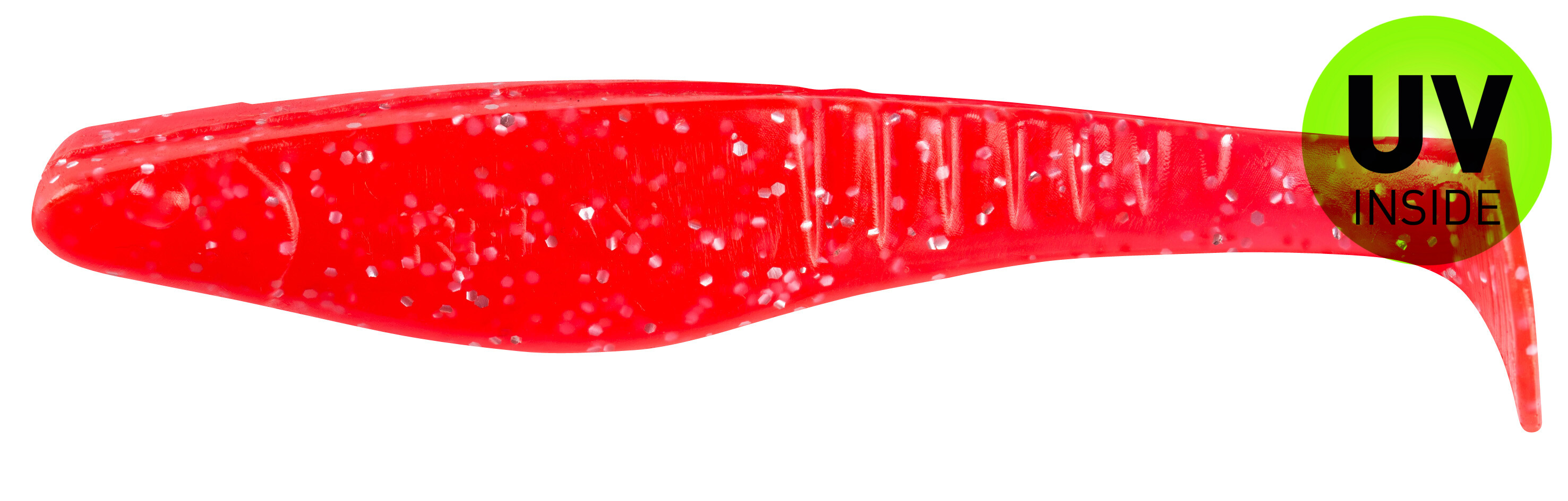 SX Relax Shark 11 cm (4") Feuerrot Glitter 10 Stück, Gummibarsch, Schwimmhilfe, Rot, Glitzer, UV-Inside