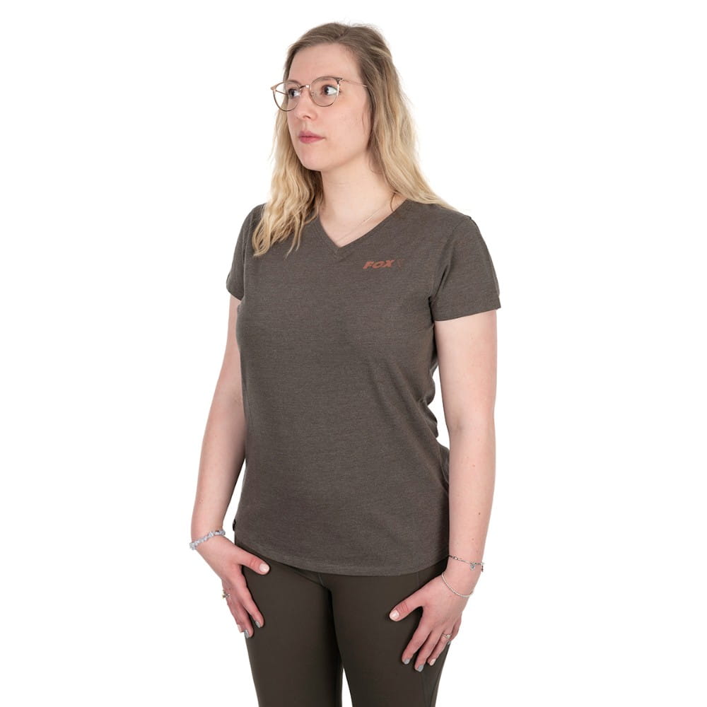 Camiseta Fox con cuello en V para mujer, talla grande (UK 46-18)