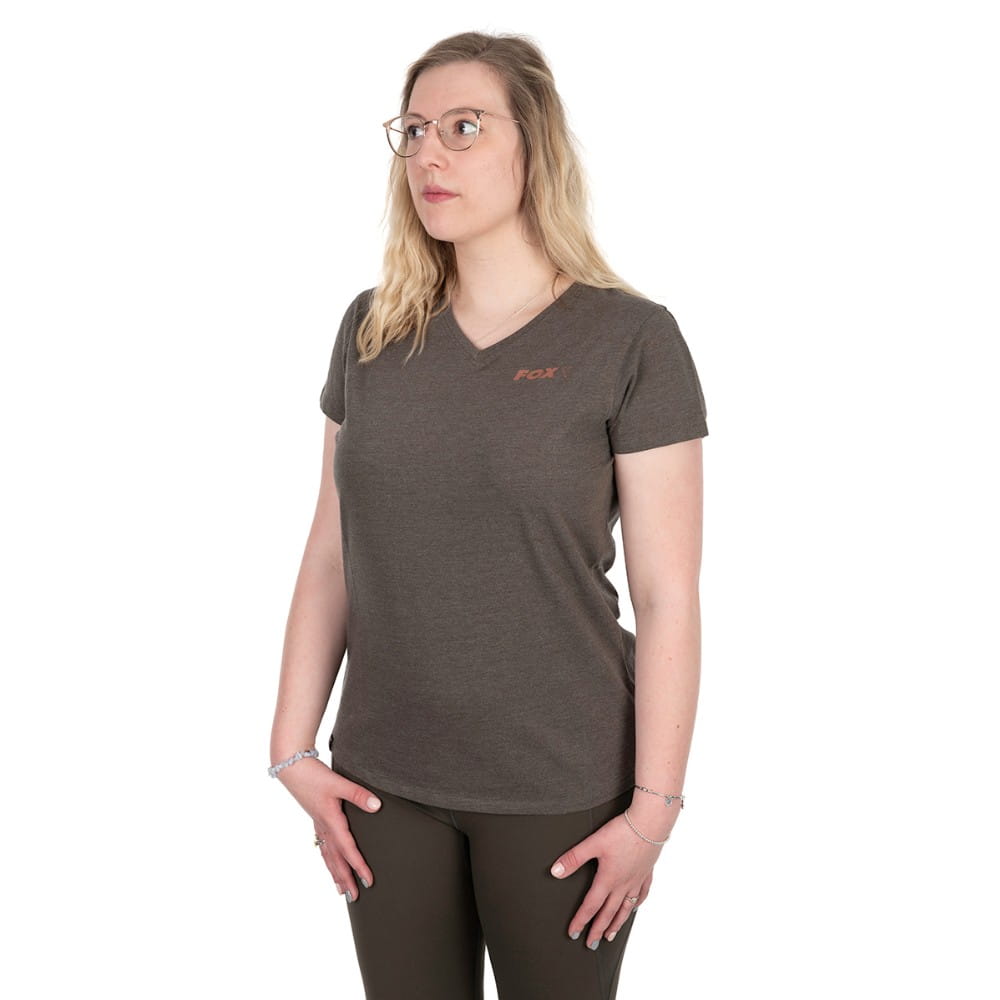 Fox-WC-Damen-V-Neck-T-Shirt-CWC00 Dámské tričko Fox s výstřihem do V střední (UK 12-14)