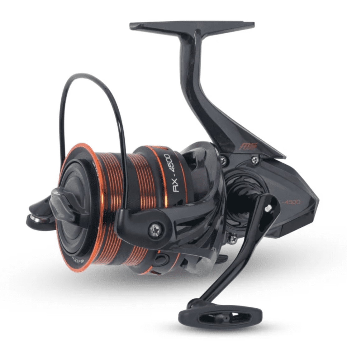 Angeln Reel, Spinnrolle, Rotationswelle, Gussmetall, orange Akzente