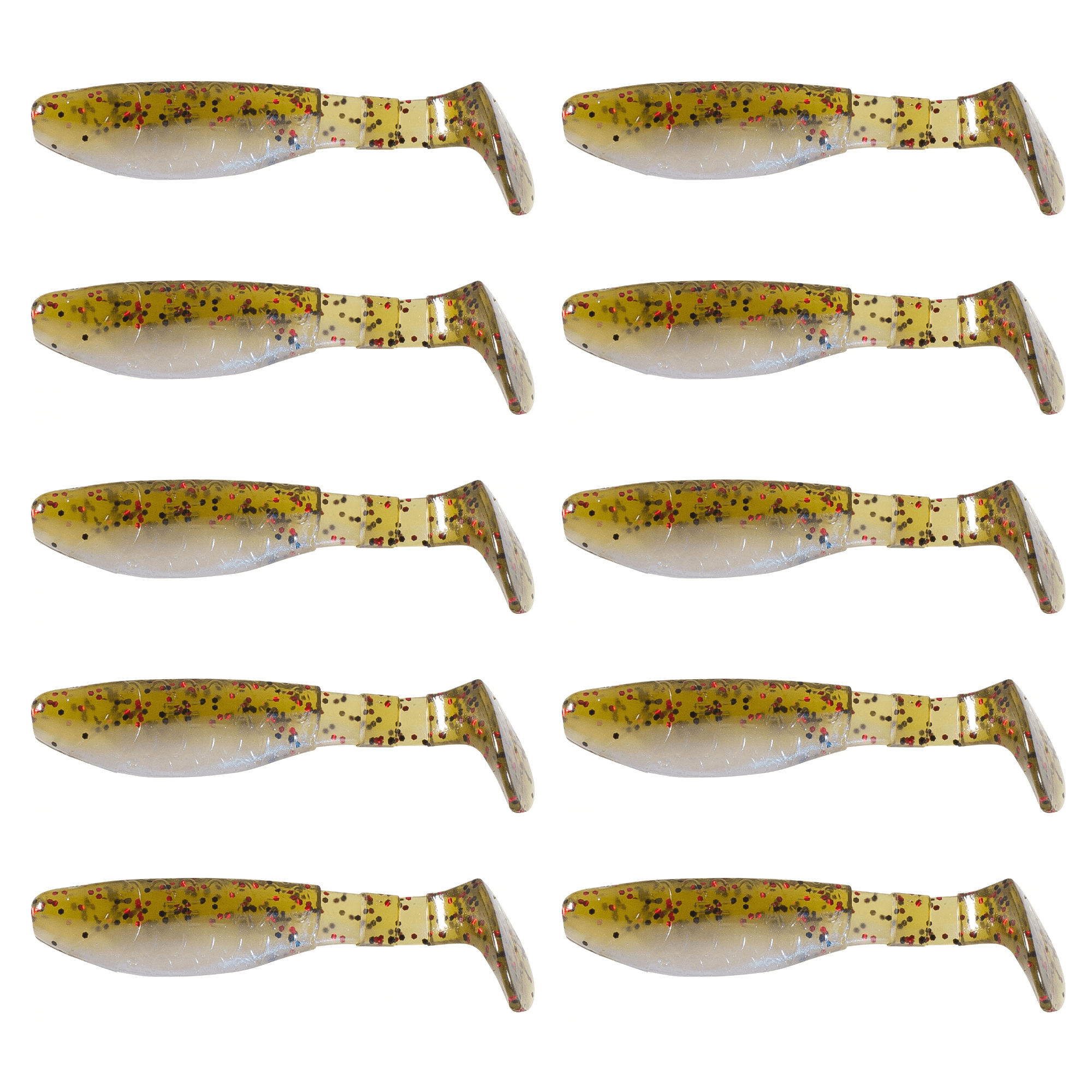 SX Relax Kopyto Classic 8cm (3") Blauperl Kaulbarsch Multiglitter 10 Stück – Bild 2, soft-plastic lure, Gummiköder, Glitzer-Lure, Weichköder, gelb-grüne Sprenkelung