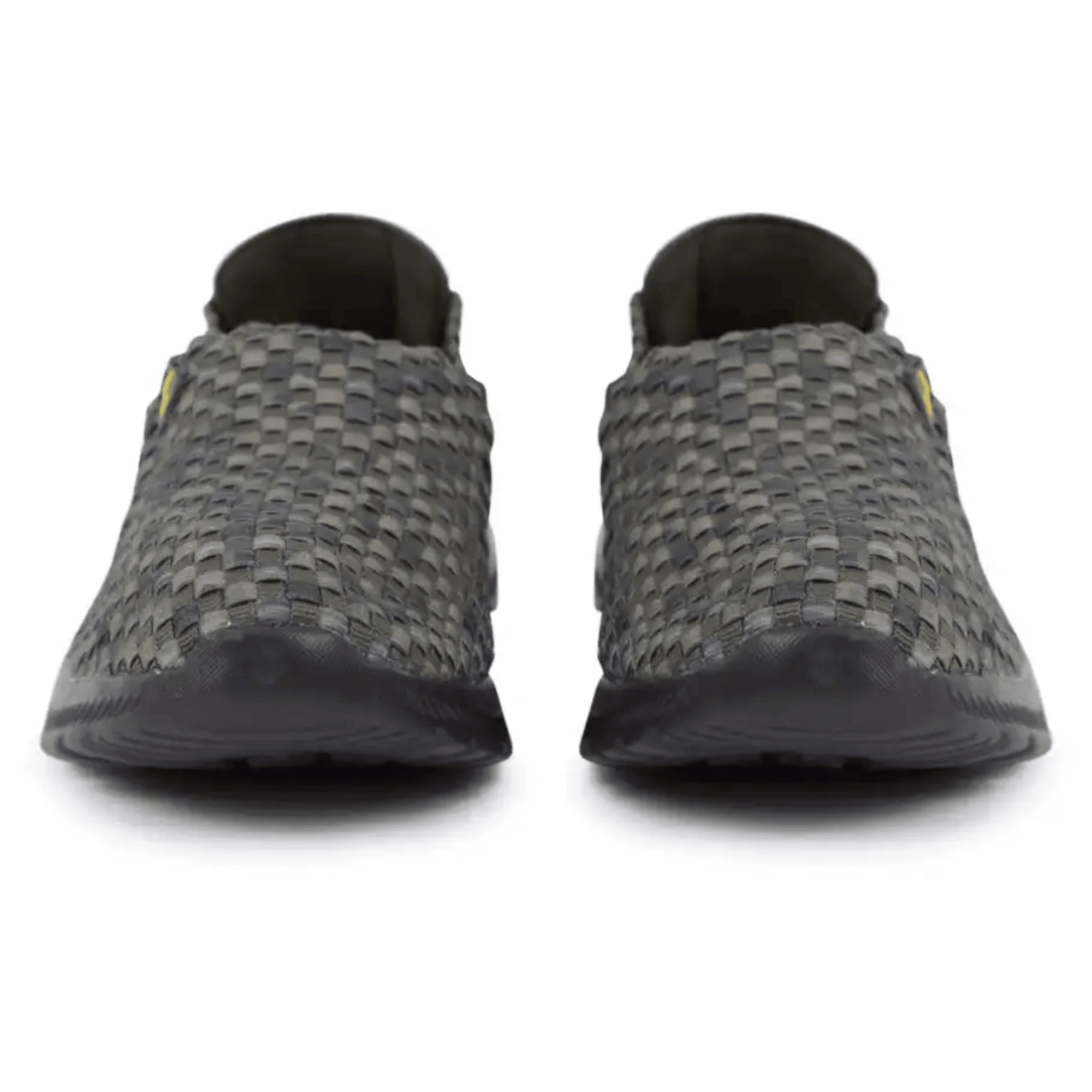 Slippers, Gewebte Oberseite, Mesh Muster, Grau, Slip-on