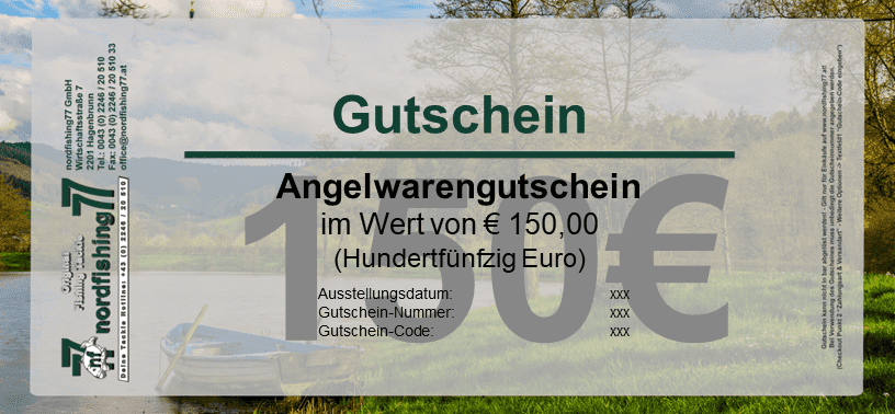 150EUR-Gutschein nordfishing77 BON DE 150€