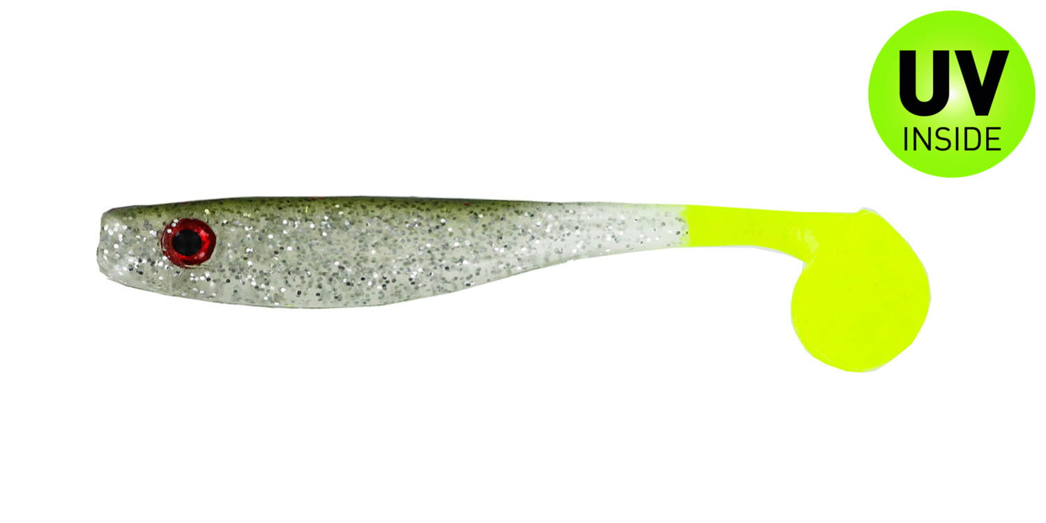 SX Suicide Shad 9 cm (3,5") csirke a láncon Glow 5 darab SX Suicide Shad 9 cm (3,5") csirke a láncon Glow 5 darab
