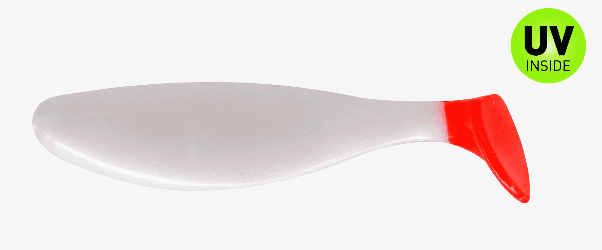 fischköder, weiche plastik lure, lipless paddle tail, silber, roter schwanz