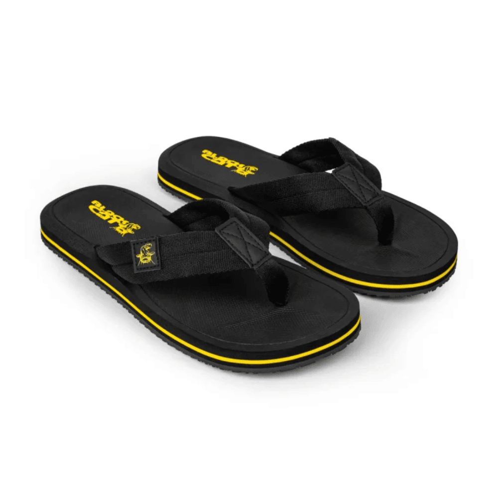 Flip-flops, Sandalen, Schwarz, Gurtband, Gelb Akzent