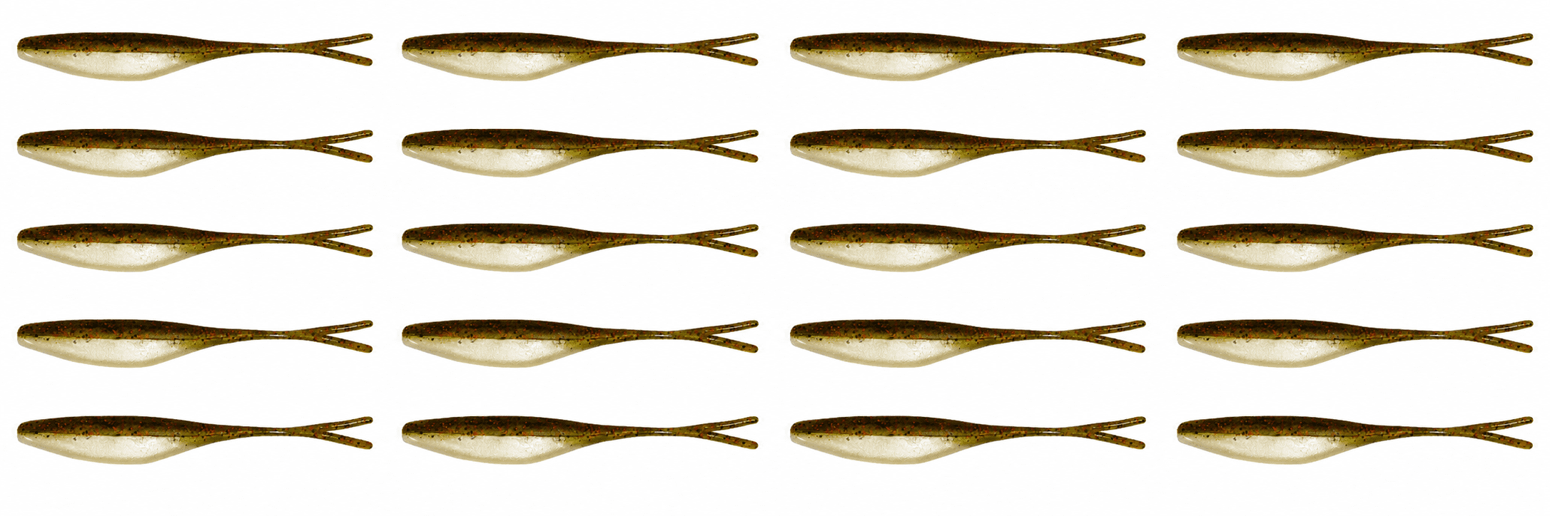 fishing lure, soft plastic, model fish, patterned body, grün braun