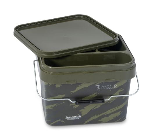Anaconda Freelance Bucket 11 Liter – Bild 3, Angelkoffer, Kunststoff, Tarnmuster, Olivgrün, Tragegriff