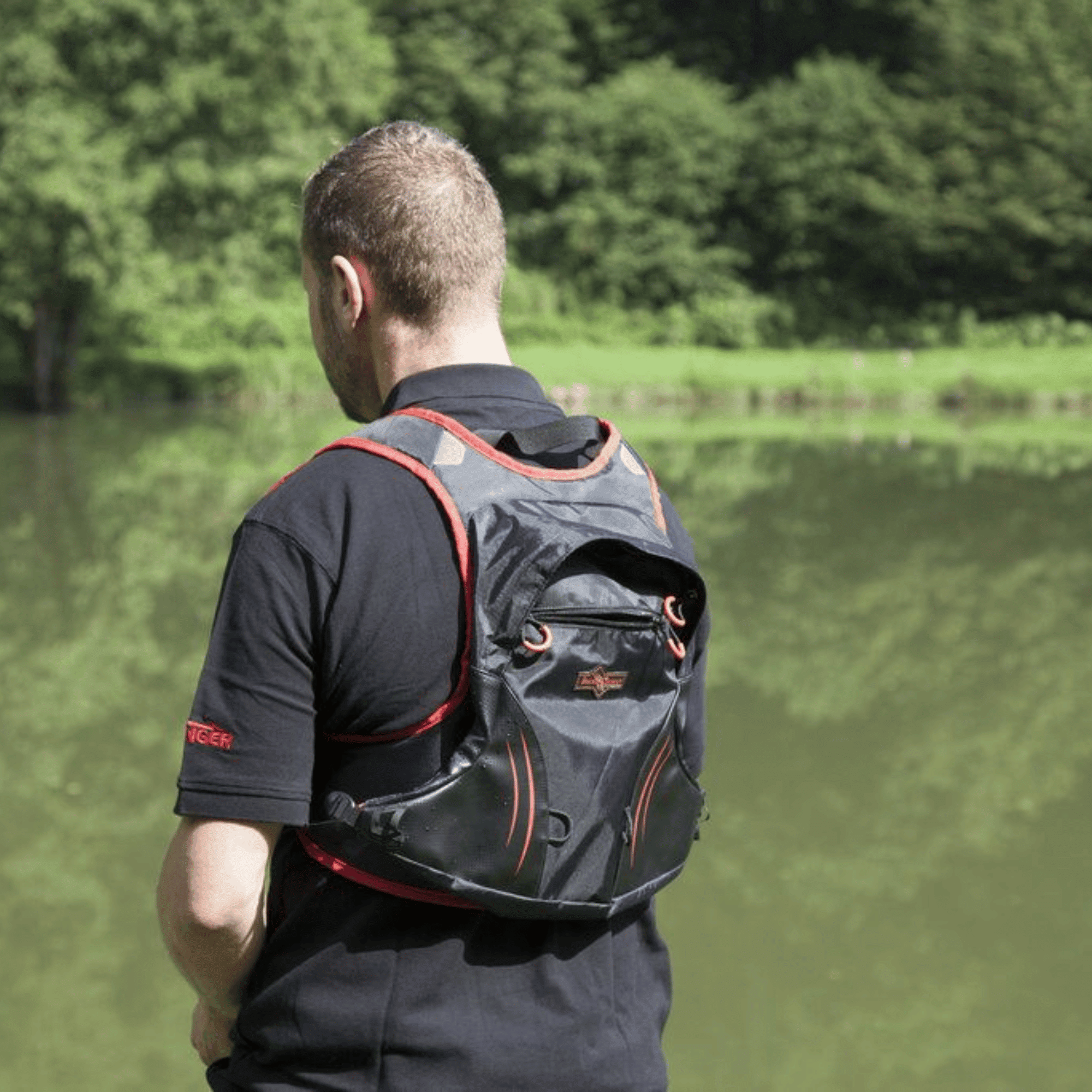 Rucksack, Outdoor, Fluss, Schwarz, Rot