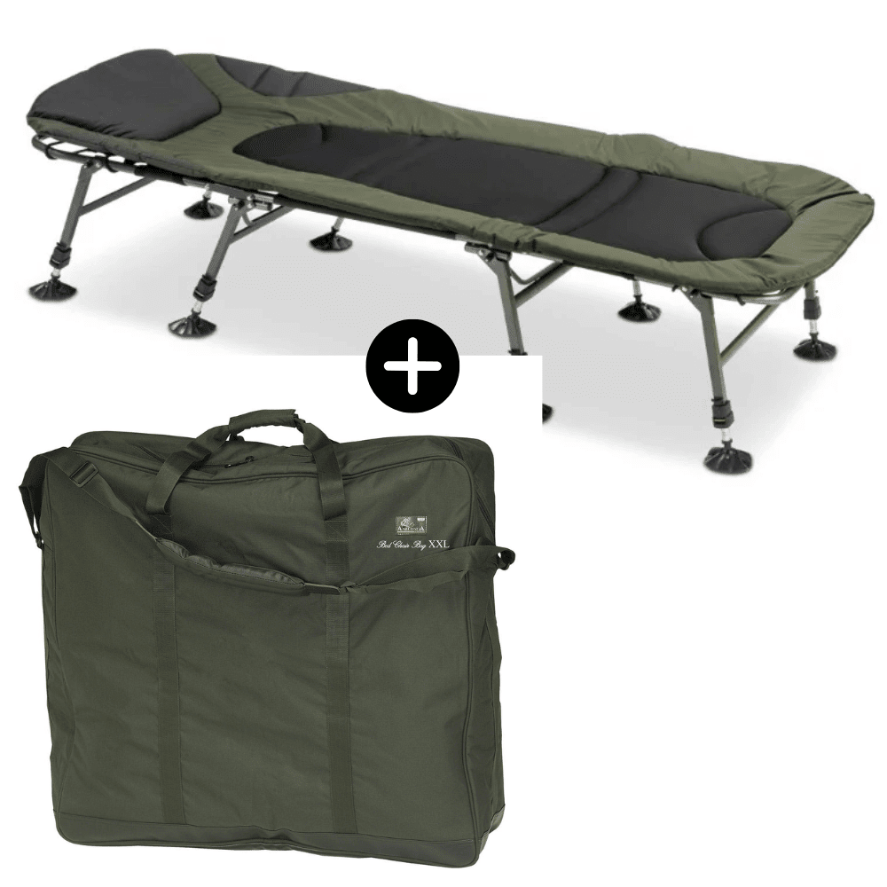 Ensemble de lit de carpe avec sac Anaconda Cusky Flat-X8 Bedchair + Anaconda Bed Chair Bag XXL