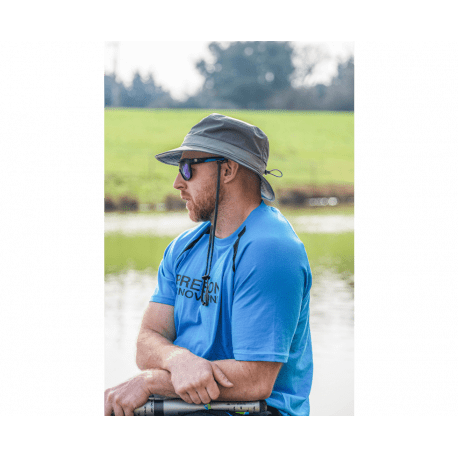 Bucket Hat, Sunglasses, Blue T-Shirt, Short Sleeve, Outdoor