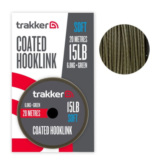 Trakker Soft Coated Hooklink 15 lbs 6,8 kg 20 Meter Werbung, Plakat