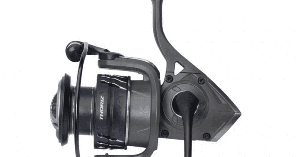 fishing reel, spinning reel, metal, gray, compact