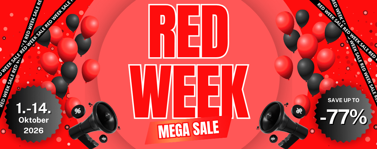 Red week, Mega sale, Balloon decoration, Discount banner, Sale poster