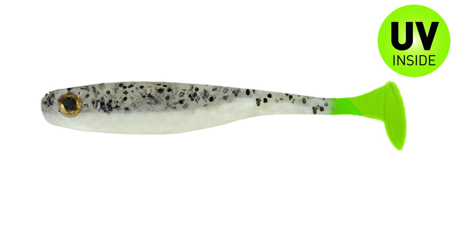 SX Suicide Shad 9 cm (3,5") Perlweiss/Limetail 5 Stück