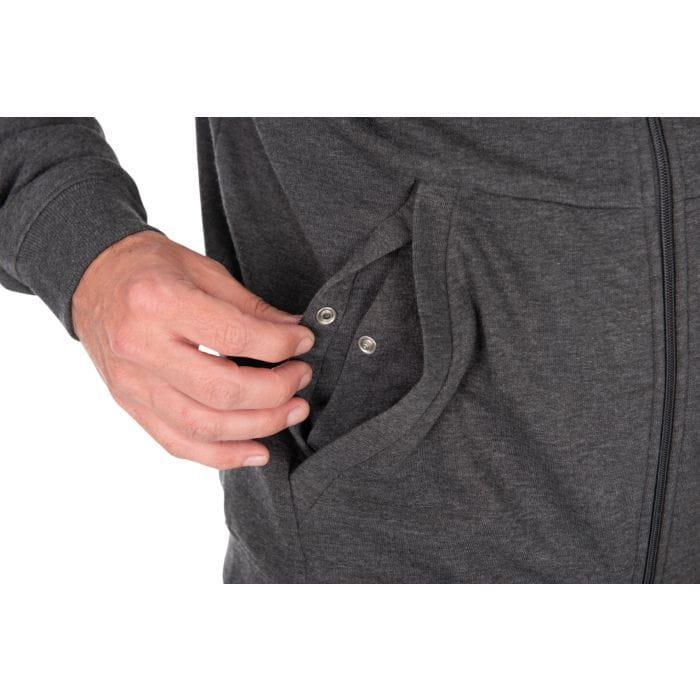 Hoodie, Vorne Tasche, Druckknöpfe, Dunkelgrau, Reißverschlussjacke
