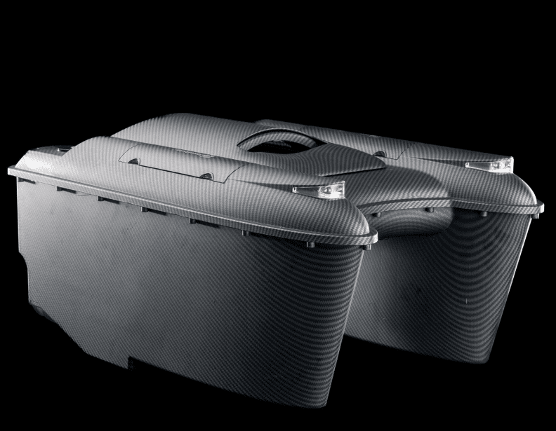 Abfallbehälter, Mülleimer, Duo-Mülltonnen, Carbonoptik, graues Design