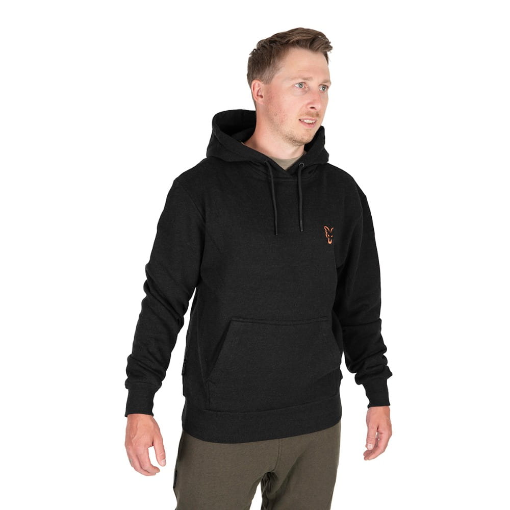 Sudadera negra con capucha bolsillo frontal