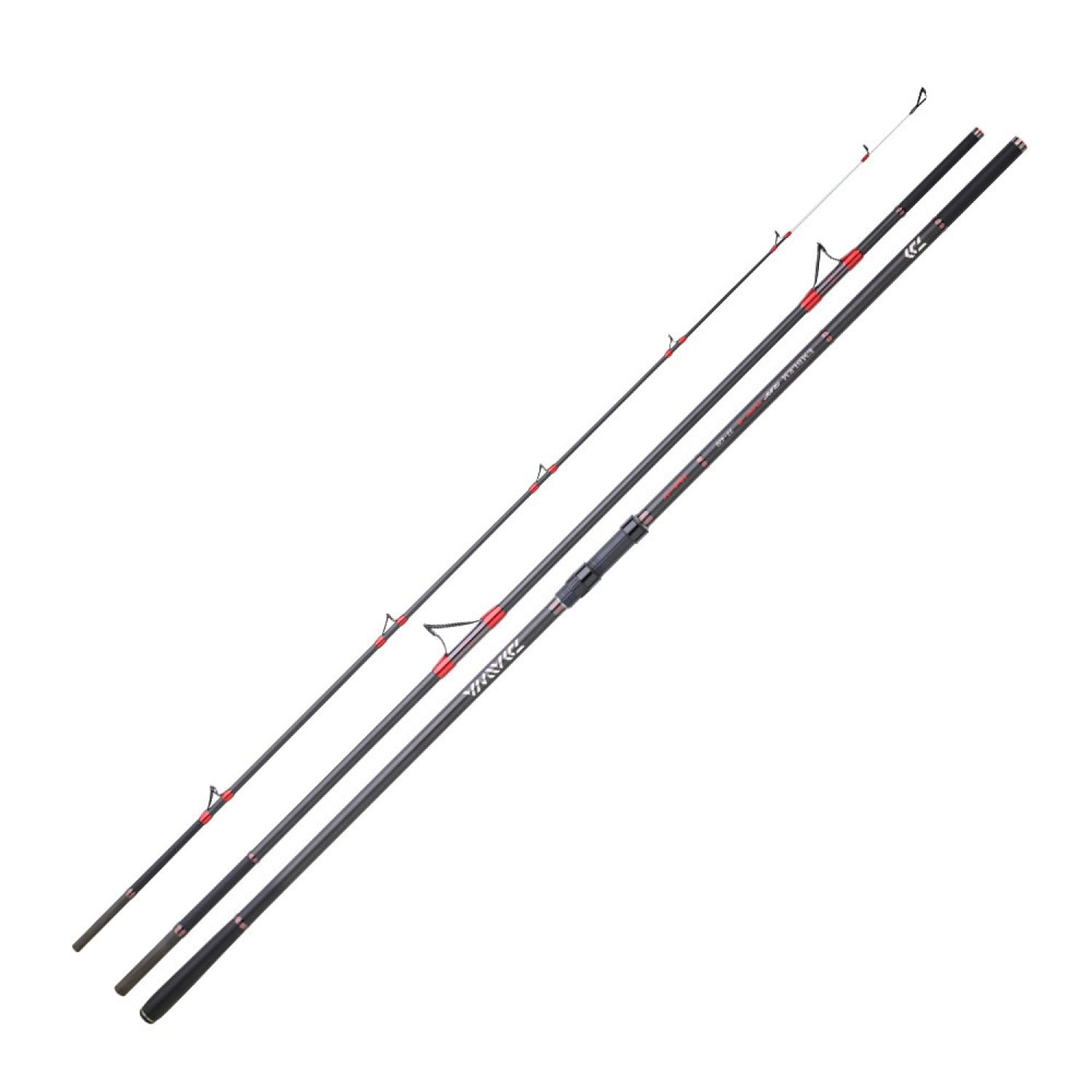 Daiwa Emblem Surf Type-R mit Hybrid Tip 423cm 100-225g, Angelrute, Teleskoprute, schwarz-rot, Rutenringe