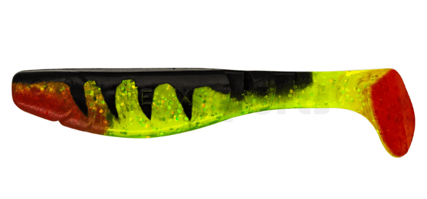 grunchartreuseglitterzanderredtail Relax Kopyto-Classic 11 cm (4") Green Chartreuse Glitter / Zander / Red Tail / 2 pieces