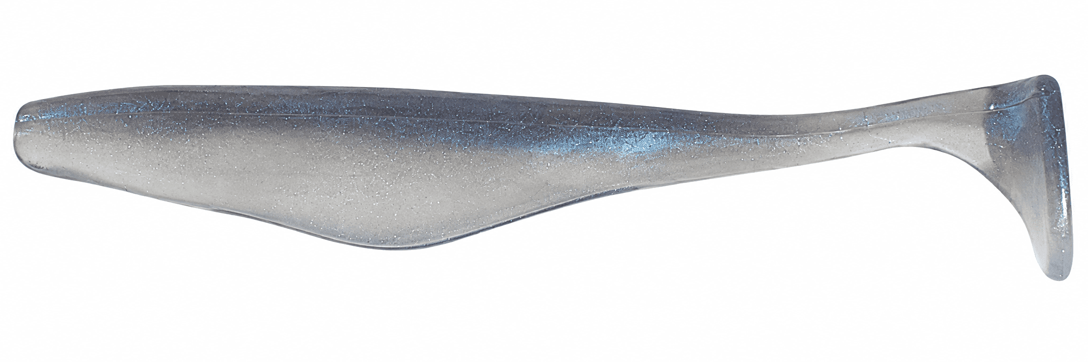 weicher Köder, Fischköder, Kunststoffköder, glitzernde Oberfläche, blau-silbern