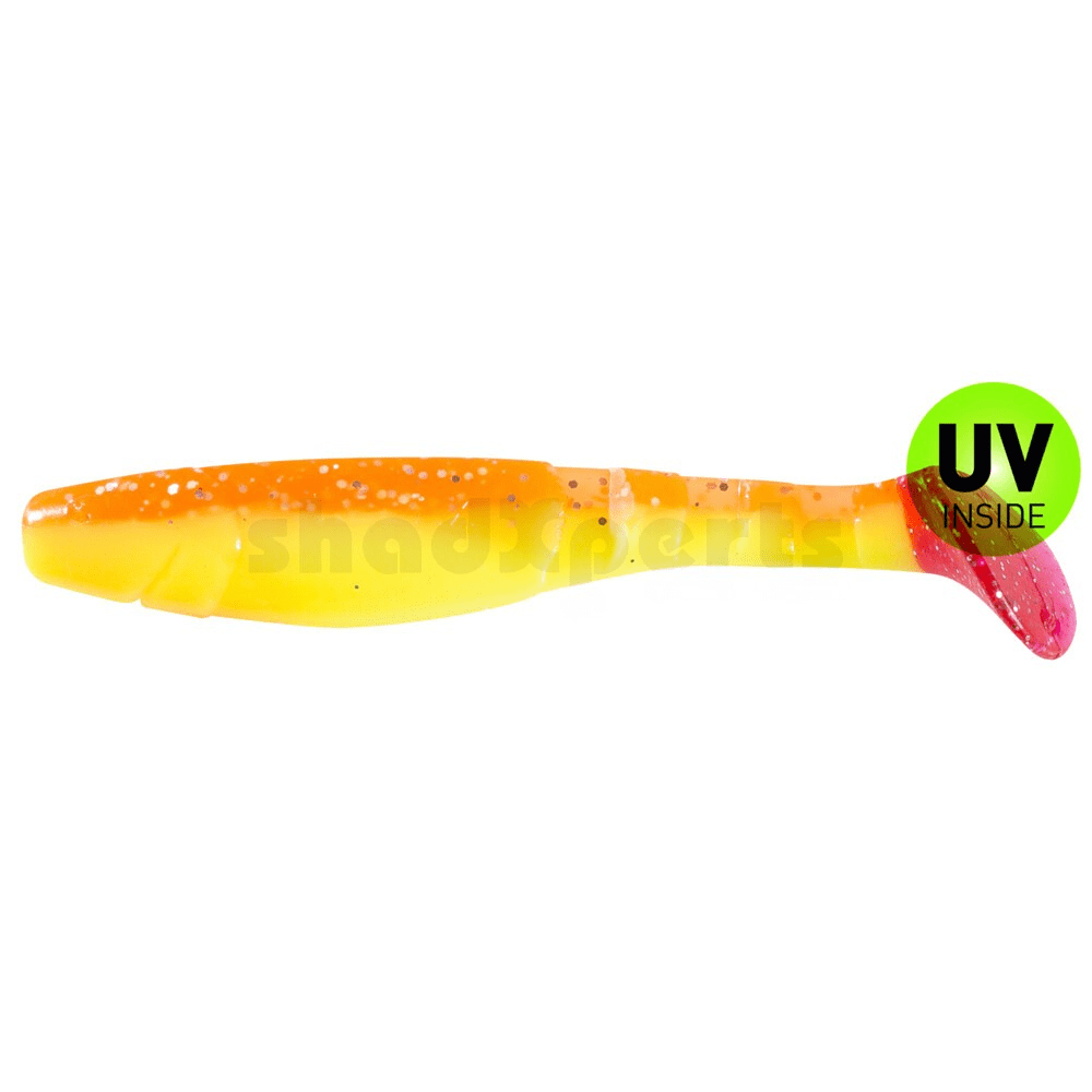 Gummi-Wurfgummi, Köder, Softbait, Orange Gelb, UV-inside