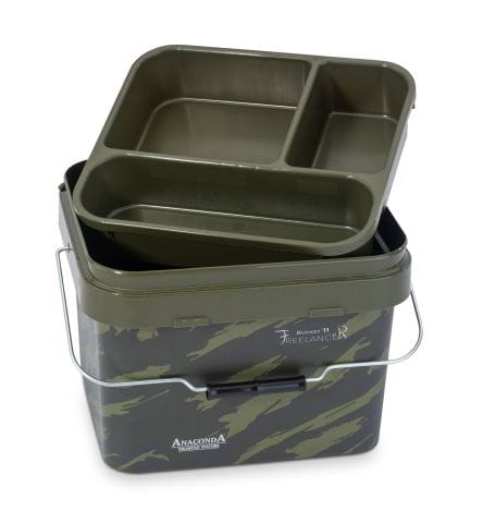 Anaconda Freelance Bucket 11 Liter – Bild 2, Angelkoffer, Köderbox, Kunststoff, Tarnmuster, Fächer