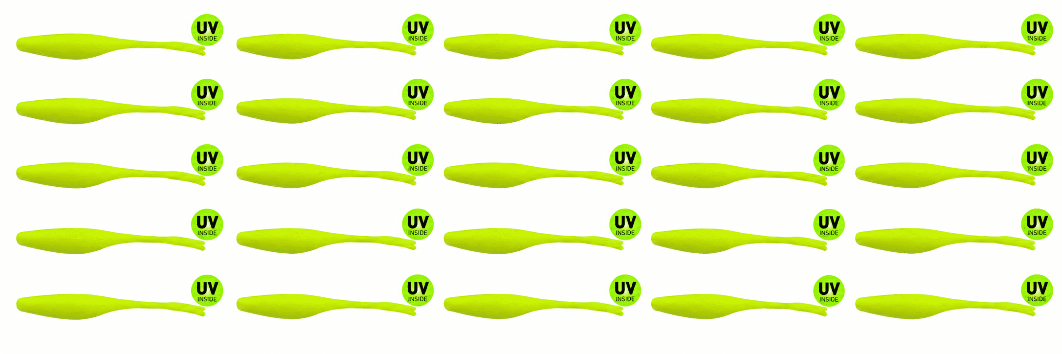 fishing lure, soft plastic, neon yellow, UV inside, spear tail