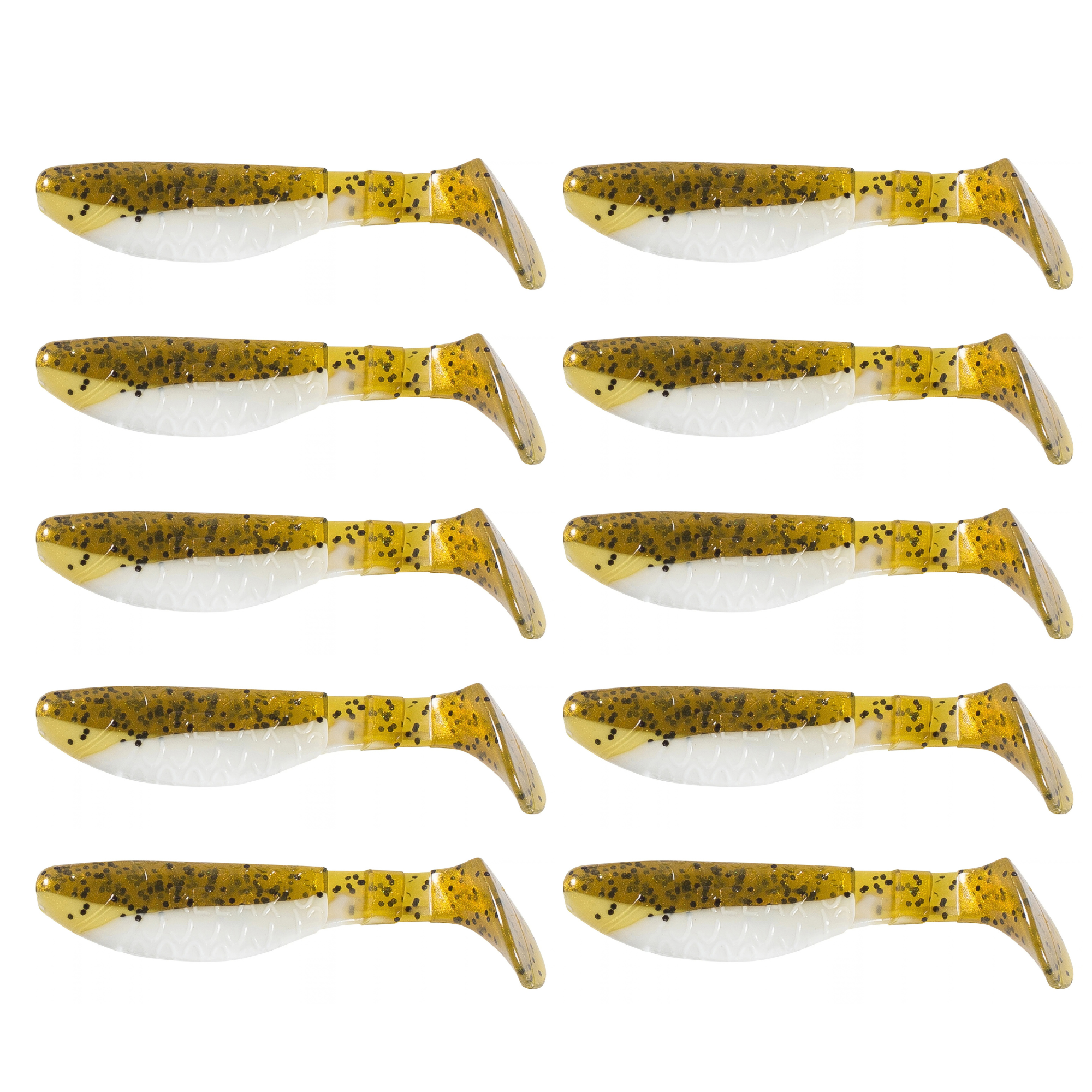 SX Relax Kopyto Classic 8cm (3") Reinweiß Olivebraun Glitter 10 Stück – Bild 2, weicher Kunststoff Köder, Angeln Köder, Gummi Köder, Beute Nachbildung, Mehrfachpackung