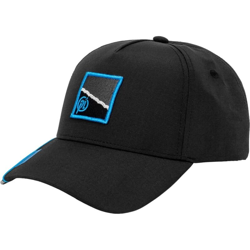 Baseballcap, Schwarze Kappe, Stickerei-Patch, Blauer Rand, Verstellbares Band