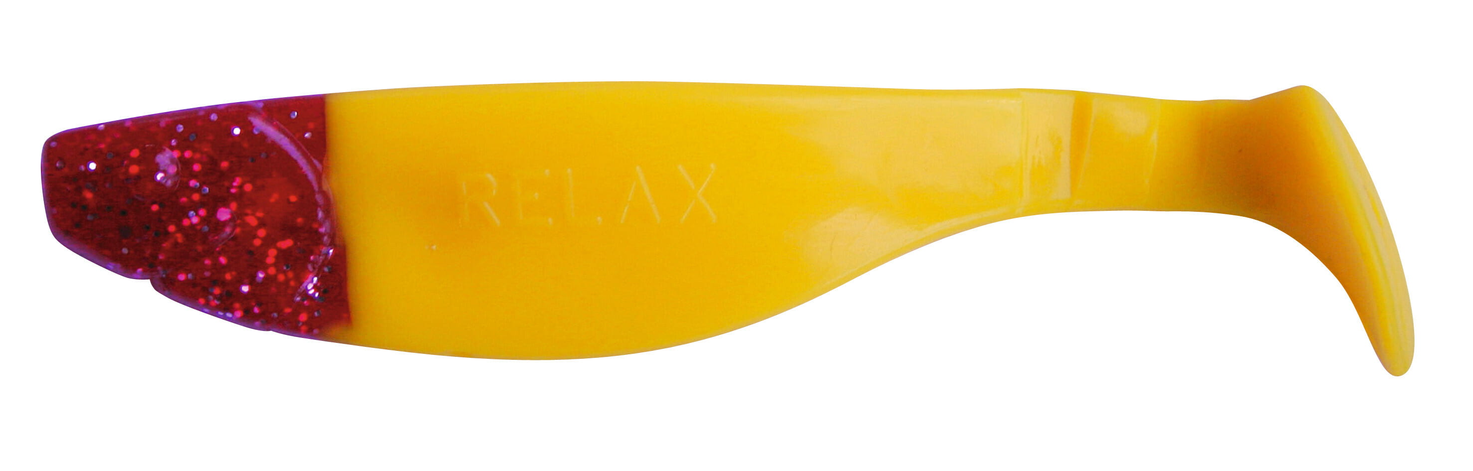 Relax Kopyto River 11cm (4") Gelb / Red Head 10 Stück, Lure/Schwanz, Köder, Farbig, Gummiklumpen, Glitzer
