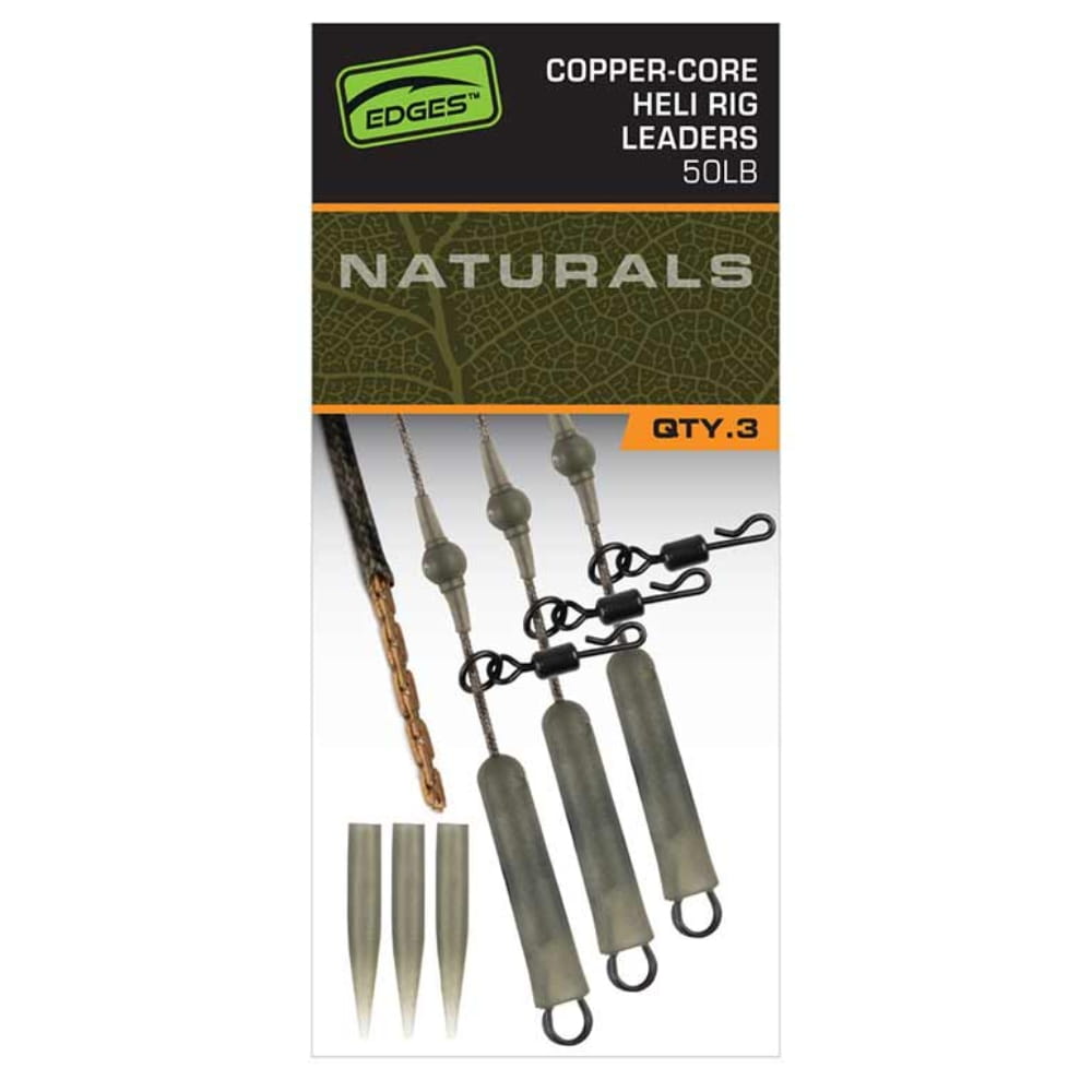 Fox Edges Naturales Copper Core Heli Rig Leaders 3 Stuk Waffe