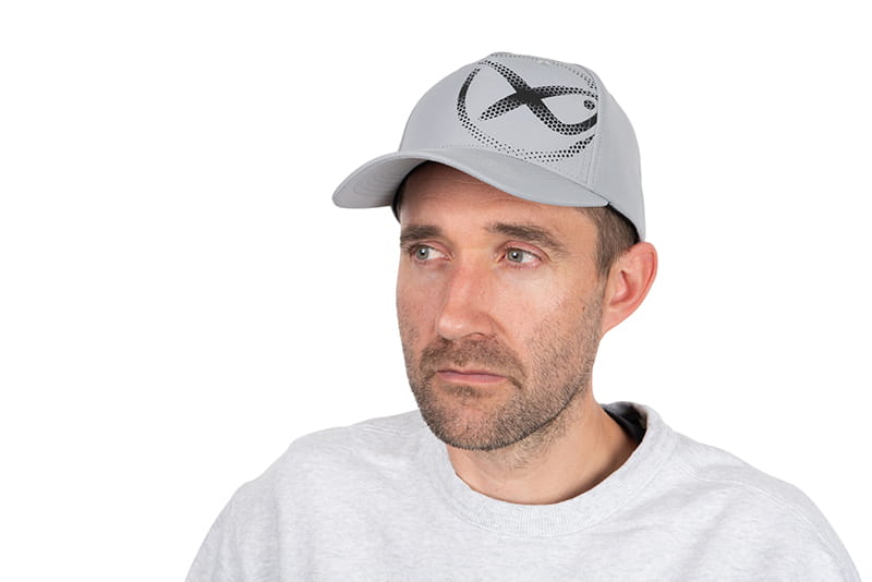 Baseballkappe, graue Kappe, strukturierte Mütze, Mesh-Logo, Freizeitbekleidung