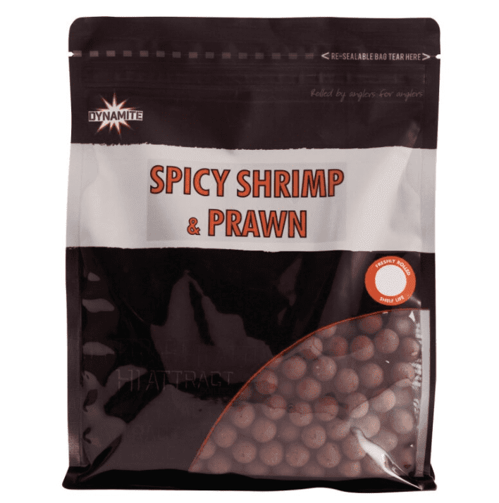 Dynamite Baits Hi Attract Spicy Shrimp & Prawn Boilies 1kg 