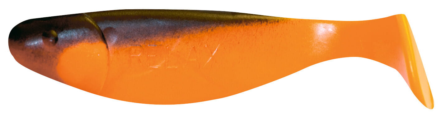 Relax Jankes 11cm (4") Orange / Schwarz 10 Stück, Gummi-Angeln, Softplastik, Orange, gekrümfter Schwanz, mehrfarbiger Rand