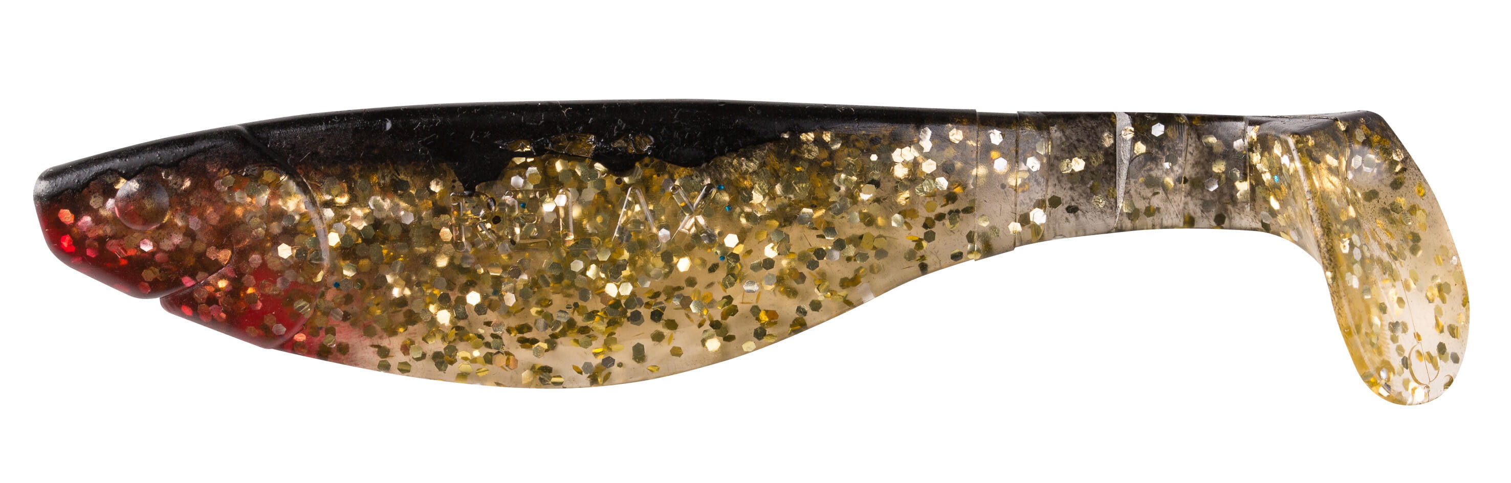 Relax Kopyto River 11cm (4") Klar Gold Glitter / Schwarz 10 Stück, weicher Kunststoffköder, Glitzer-Köder, Angeln Köder, Schwimmender Köder, Gold-Schwarz Gradient