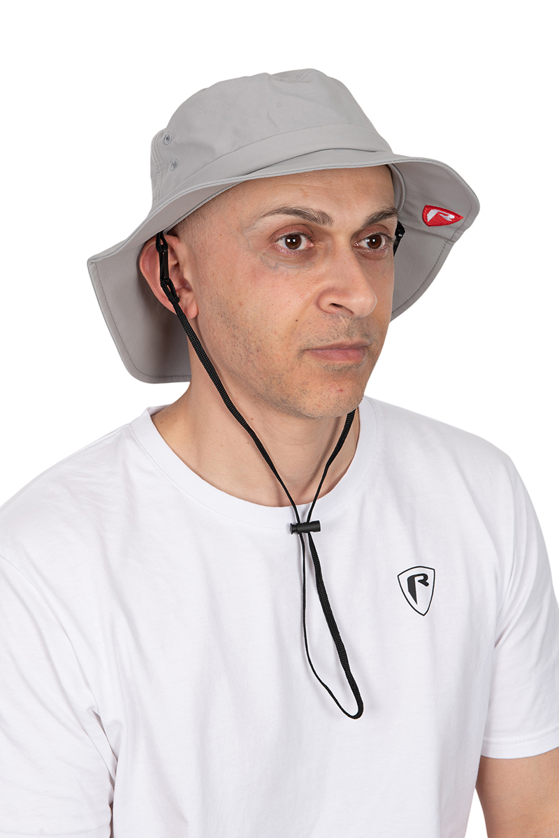 Hut, Bucket hat, Graue Farbe, Kordelzug, Schirm