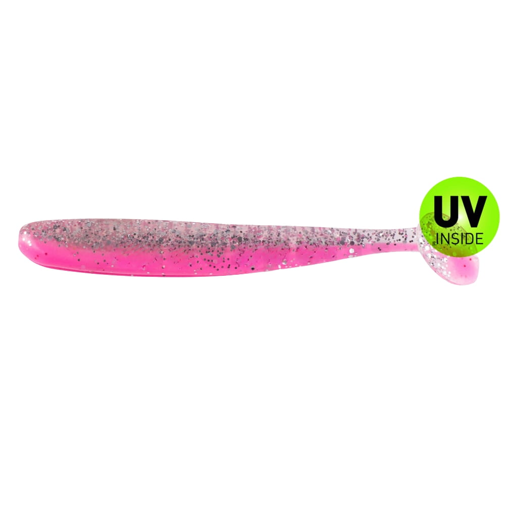 Relax Bass Shad 9 cm (3") Bubblegum Klar-Silber-Glitter 10 Stück Baseball, Baseballschläger, Sport