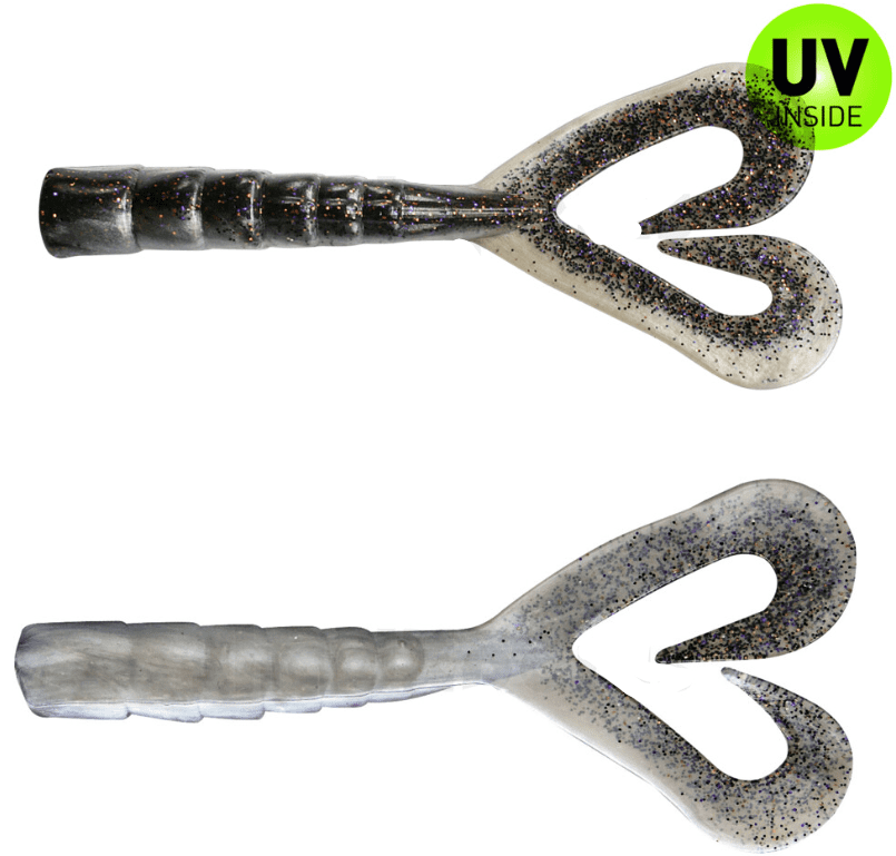 soft-plastic lure, swimbait, glitter, zweiseitig, UV-inside